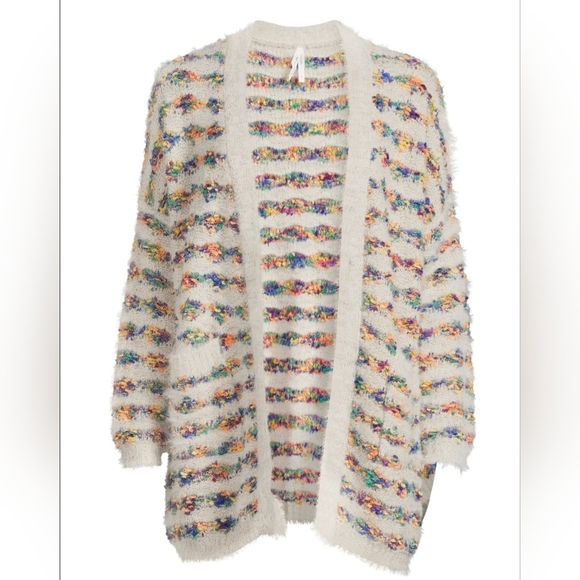 Women's SweaterDreamers by Debut Women's Open Front Rainbow Cardigan M/L - Picture 1 of 7